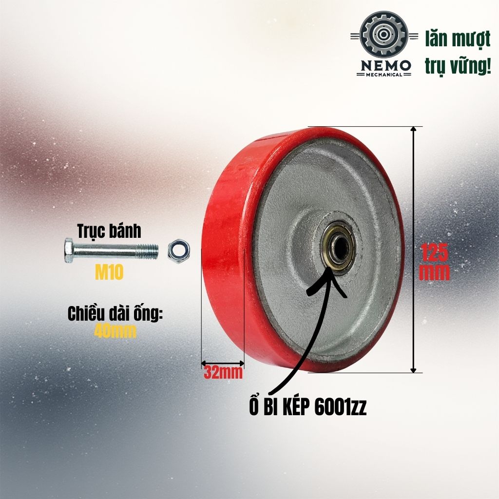 Bánh Xe Rời PU Siêu Bền – Kháng Hóa Chất, Chịu Tải Cao & Bảo Vệ Sàn